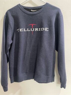 Women’s Navy Crewneck Sweatshirt with Telluride Print SZ M